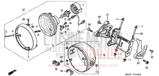 HEADLIGHT (E/ED/EK/F/G/H/KO) CB900F7 de 2007